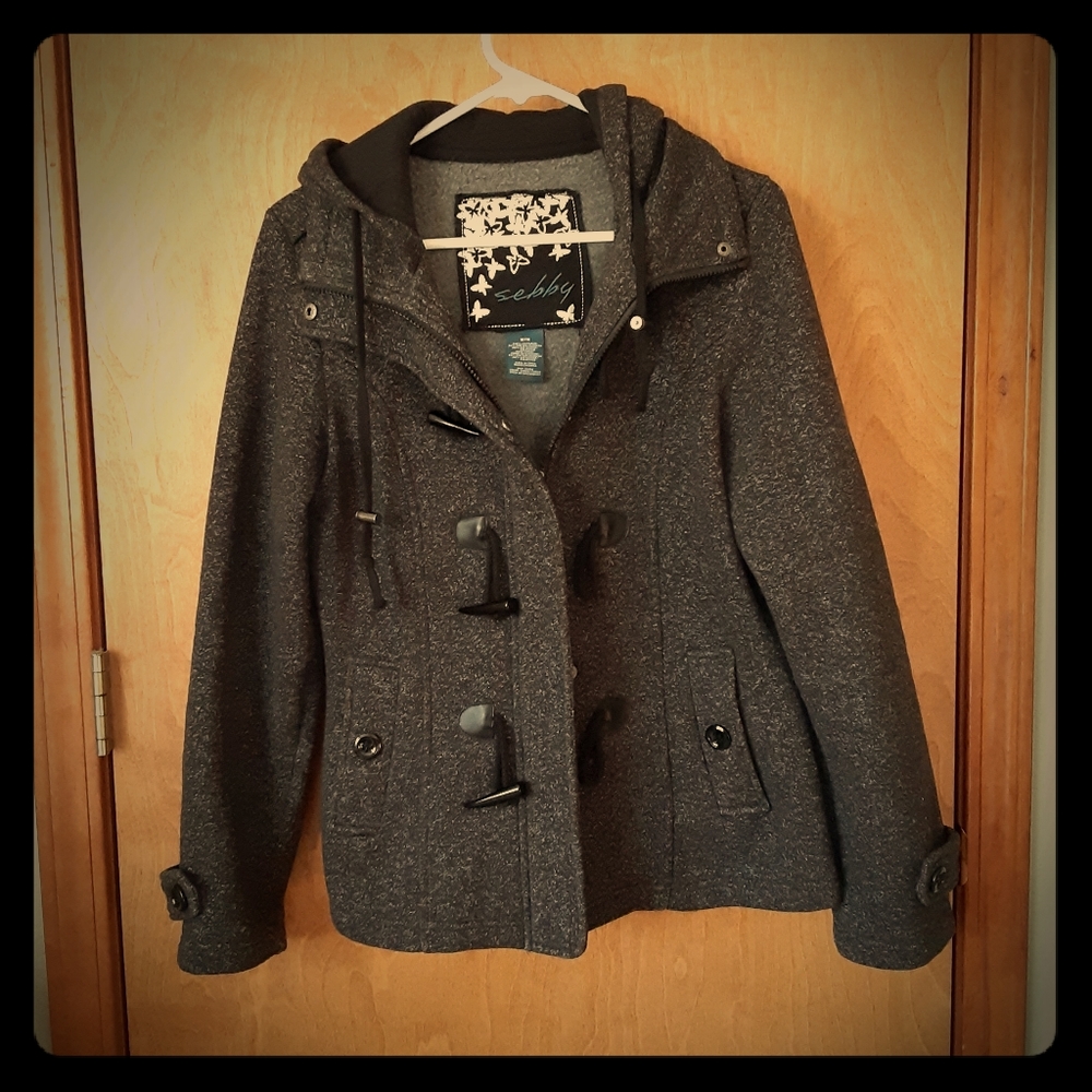 Cotton/poly blend sweatshirt pea coat